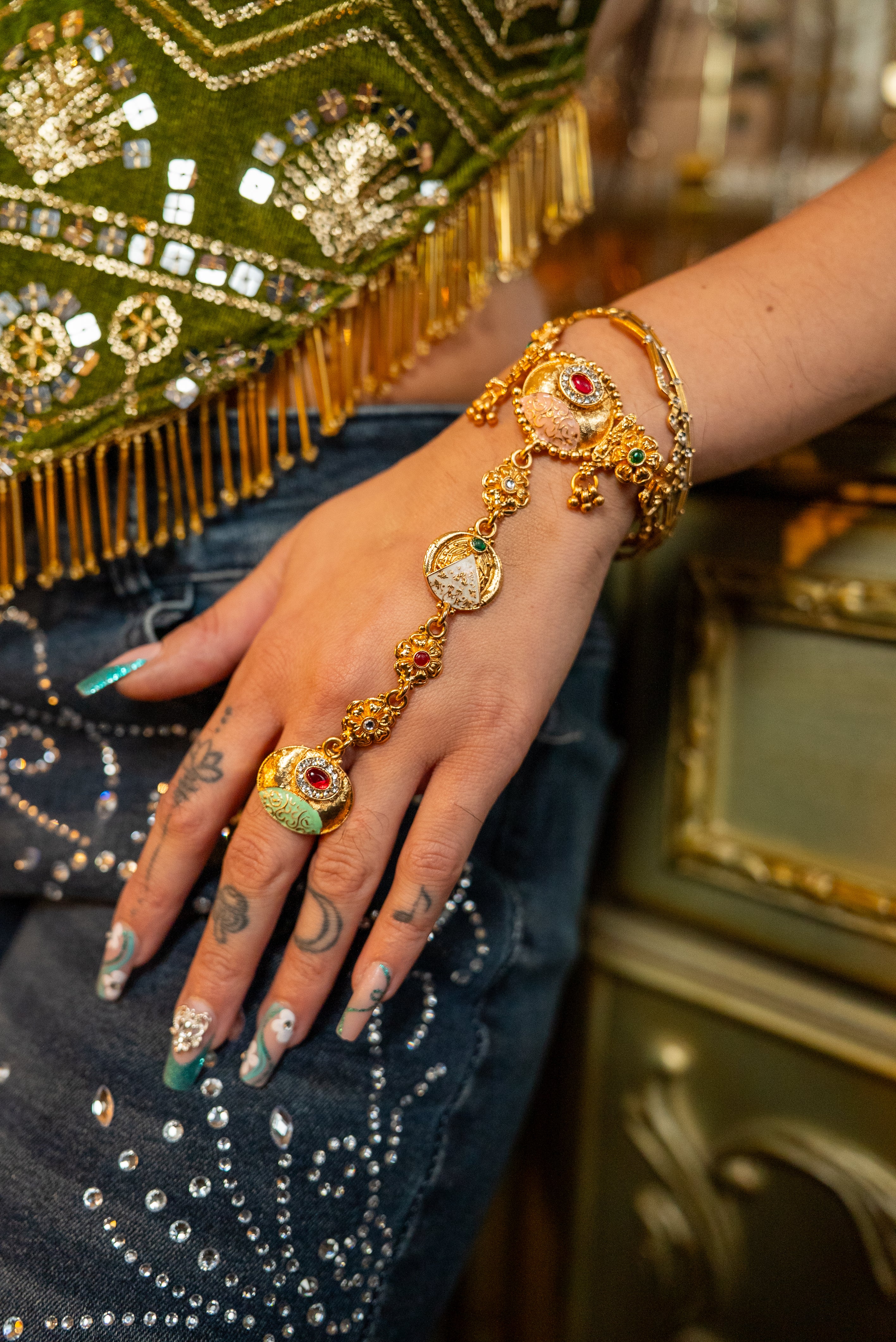 Golden Hieroglyph Hand Chain