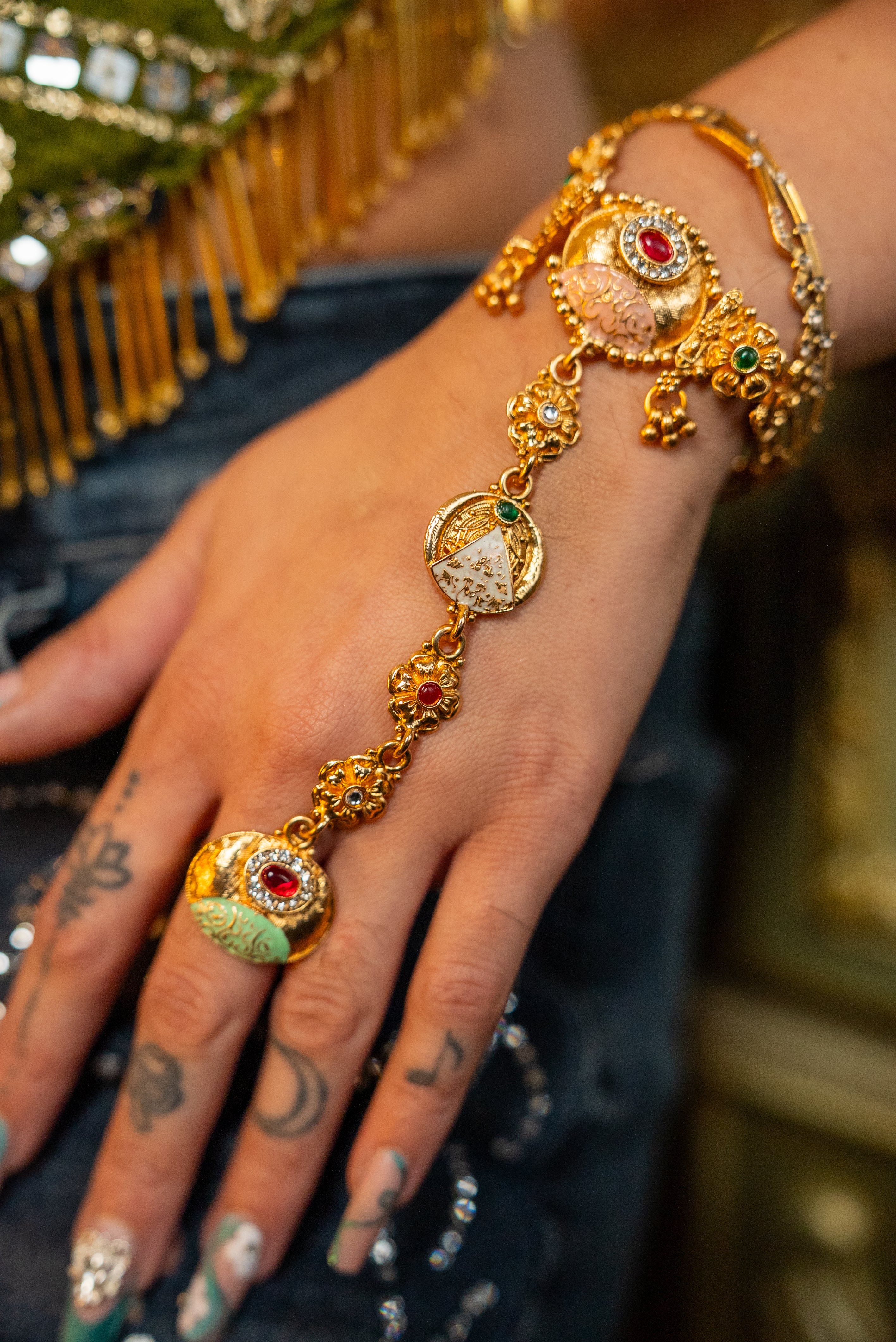 Golden Hieroglyph Hand Chain