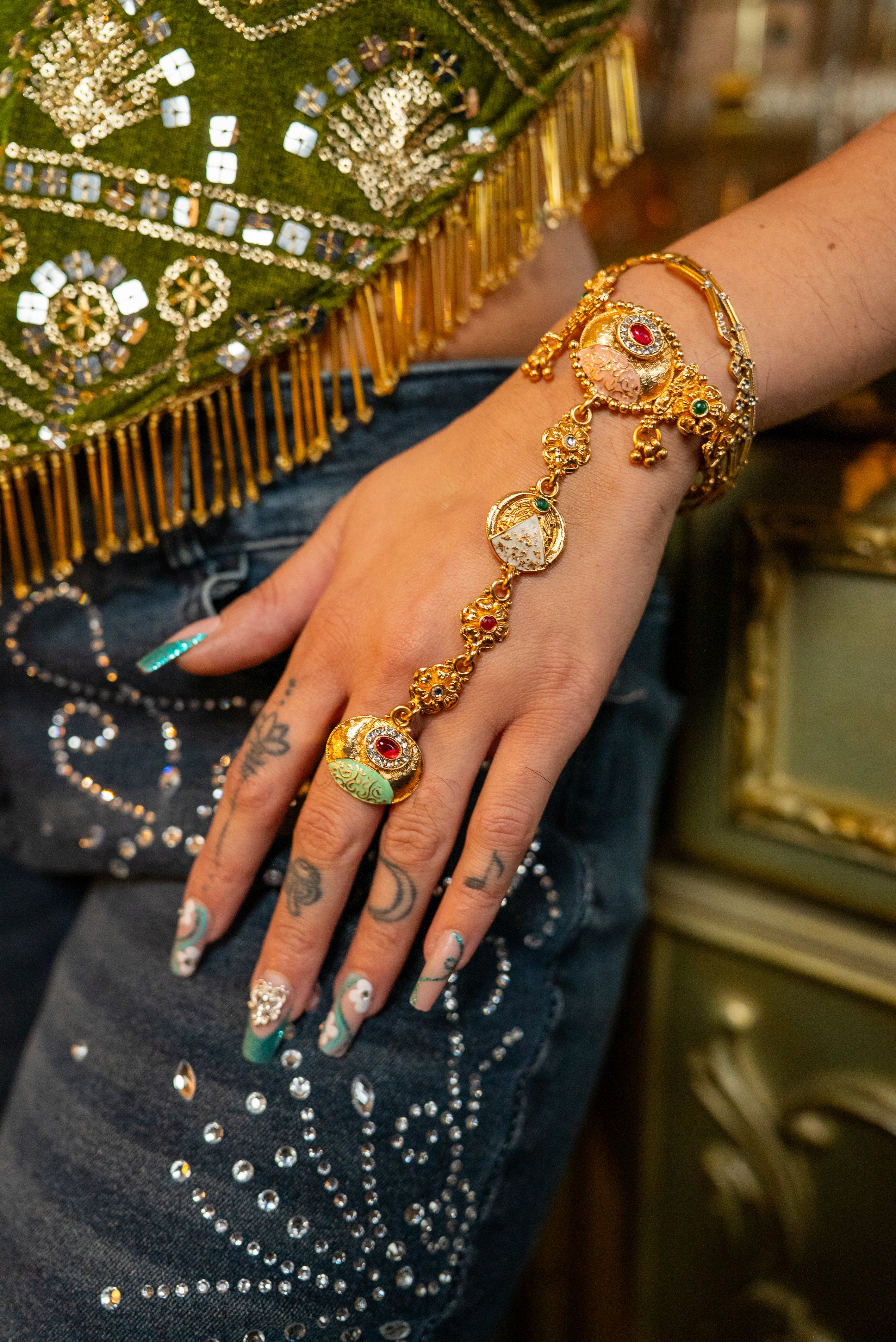 Golden Hieroglyph Hand Chain