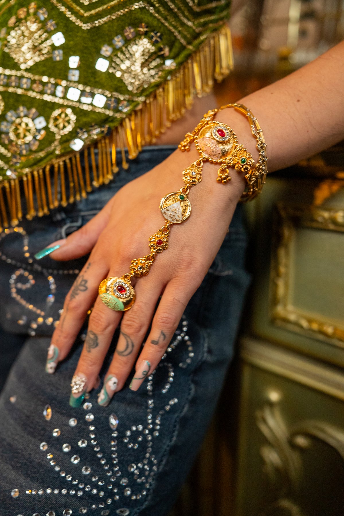 Golden Hieroglyph Hand Chain