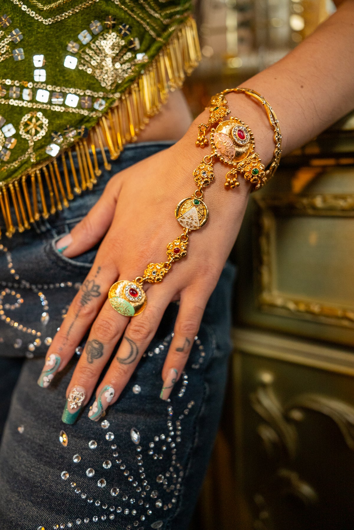 Golden Hieroglyph Hand Chain