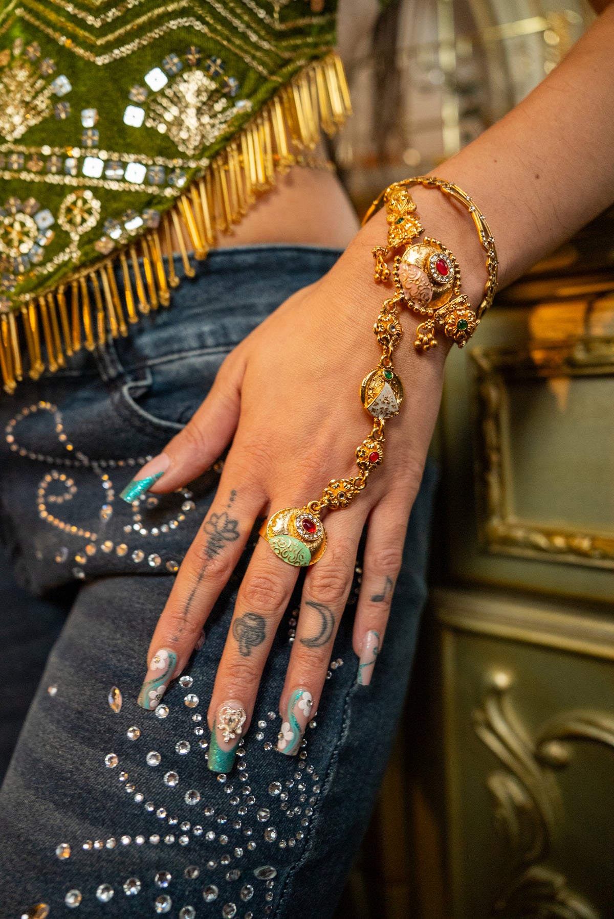 Golden Hieroglyph Hand Chain