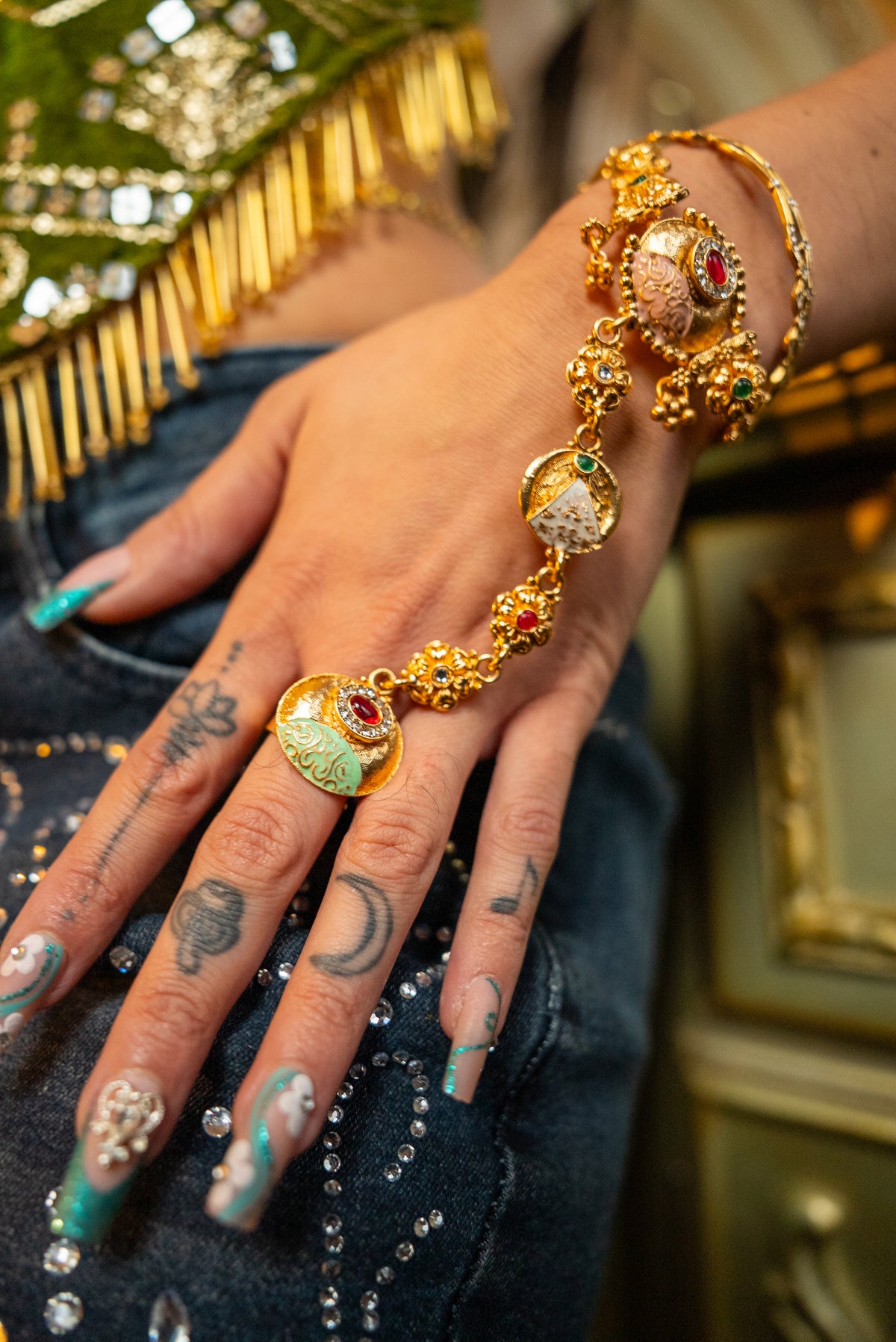 Golden Hieroglyph Hand Chain