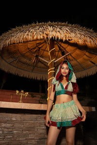 Watercolor Bandhani Mini Skirt Set