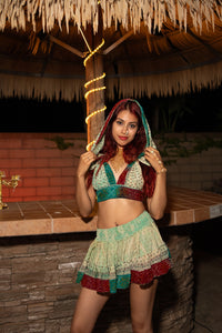 Watercolor Bandhani Mini Skirt Set