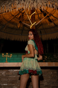 Watercolor Bandhani Mini Skirt Set