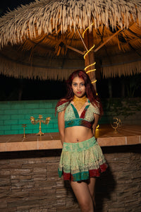 Watercolor Bandhani Mini Skirt Set