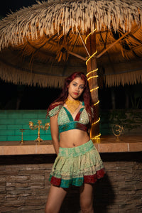Watercolor Bandhani Mini Skirt Set
