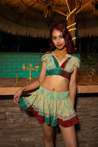 Watercolor Bandhani Mini Skirt Set