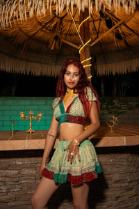 Watercolor Bandhani Mini Skirt Set