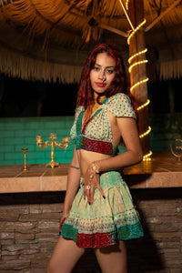 Watercolor Bandhani Mini Skirt Set