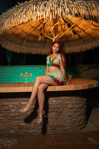 Watercolor Bandhani Mini Skirt Set