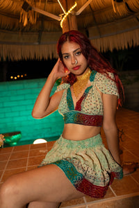 Watercolor Bandhani Mini Skirt Set