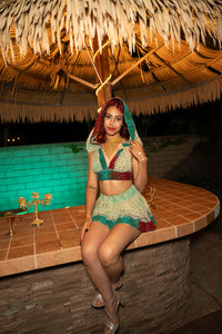 Watercolor Bandhani Mini Skirt Set