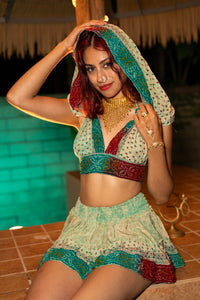 Watercolor Bandhani Mini Skirt Set