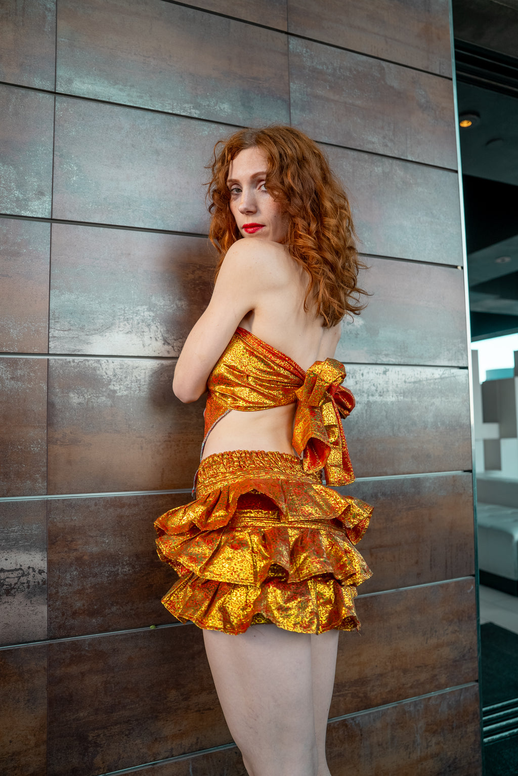 Cheetah Fire Ruffle mini skirt set
