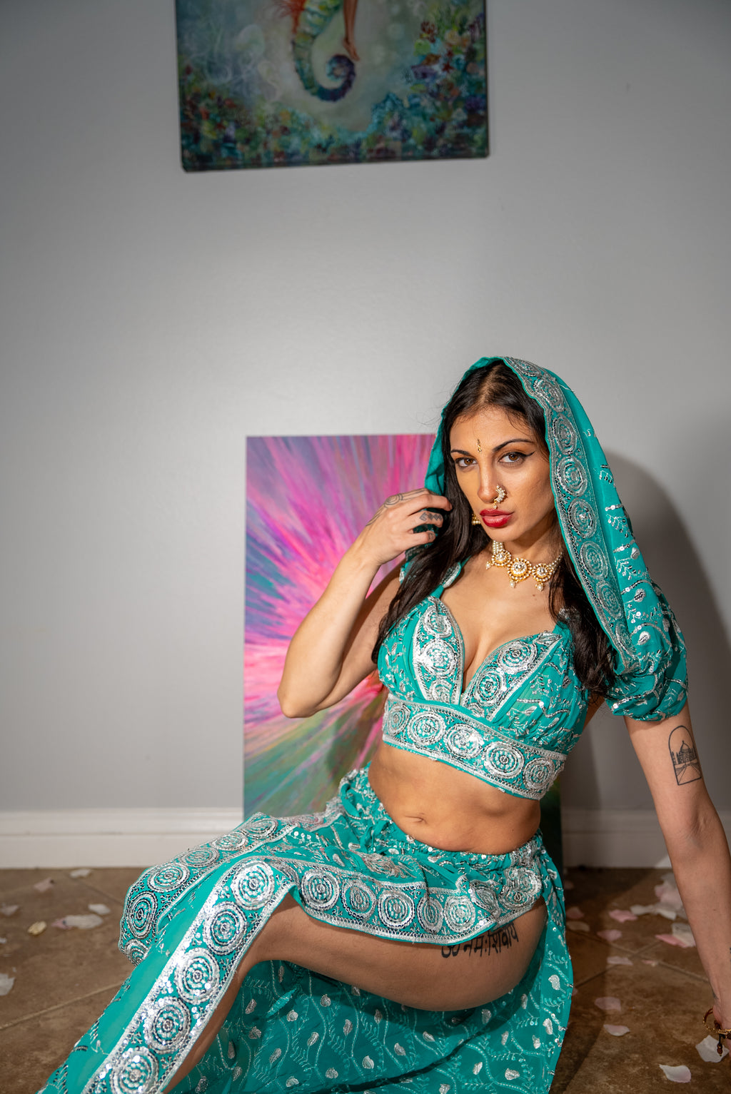 Icy Turquoise Jasmine Set