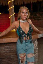 Load image into Gallery viewer, Turquoise Velvet Pixie Top
