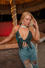 Load image into Gallery viewer, Turquoise Velvet Pixie Top
