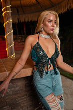 Load image into Gallery viewer, Turquoise Velvet Pixie Top
