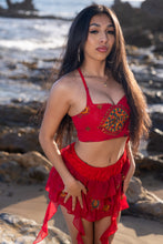 Load image into Gallery viewer, Fire Lotus Ruffle Mini Skirt Set

