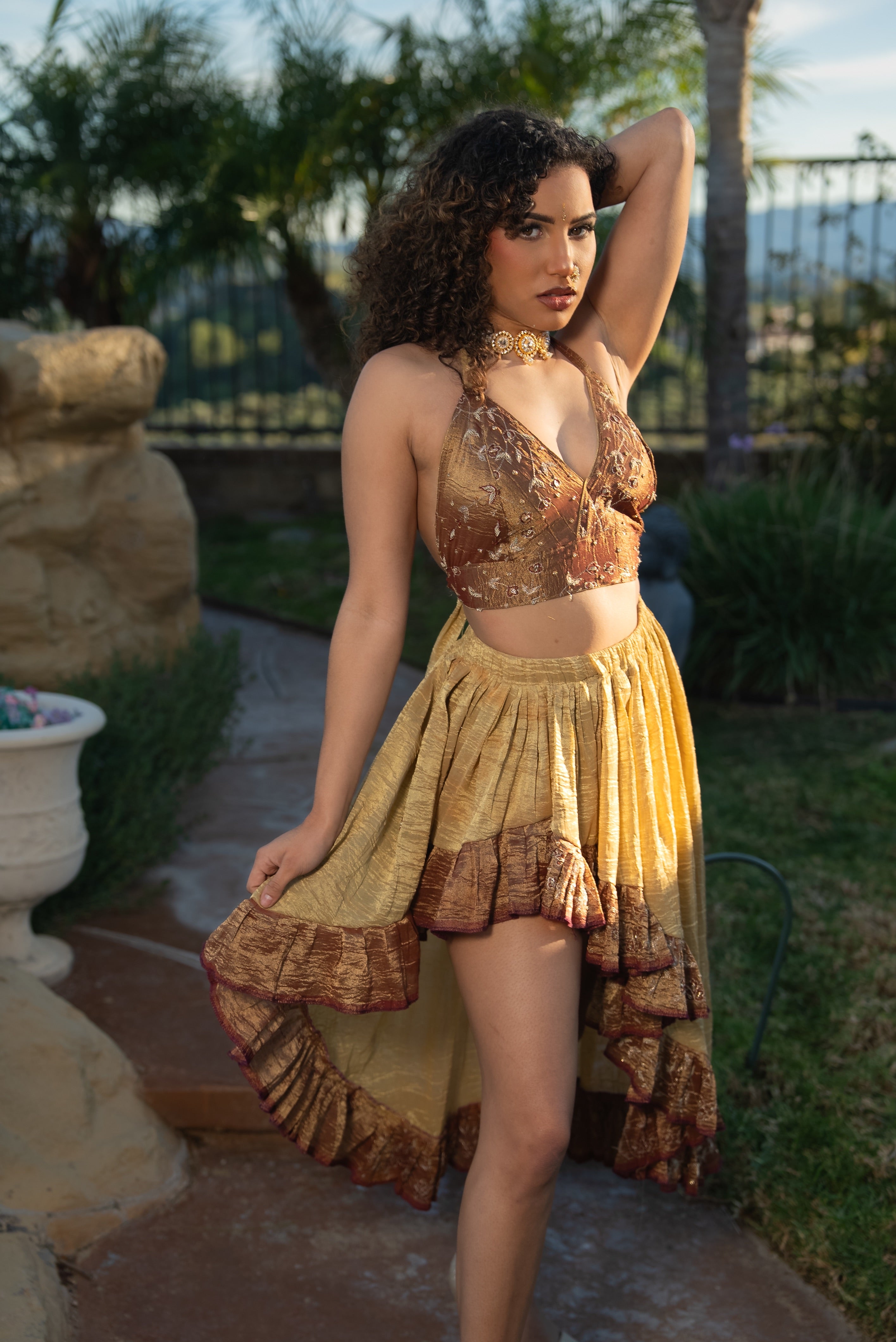Golden Sahara Midi Bollywood Set