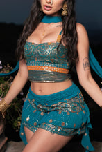 Load image into Gallery viewer, Blue Sun Shakti Mini Skirt Set

