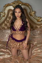 Load image into Gallery viewer, Amethyst Gold Ruffle Mini Skirt Set
