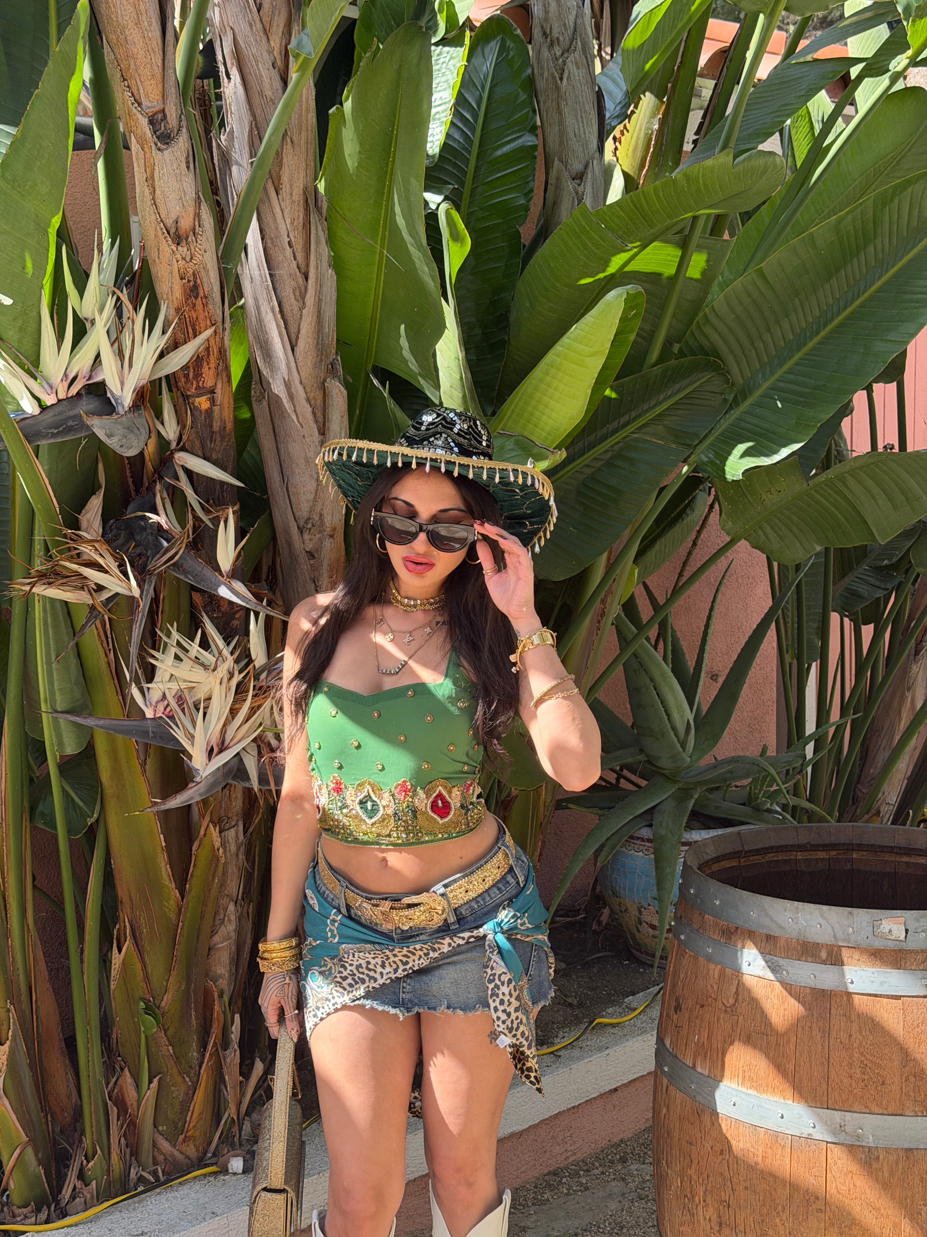 green goddess saree top