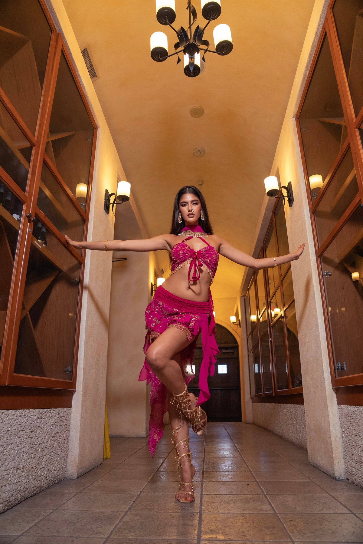 Pink Lotus Jalpari Skirt Set