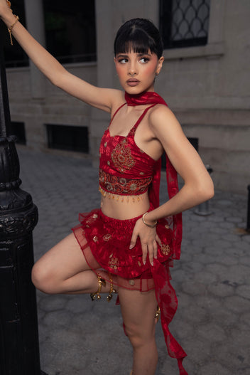 Ruby Road Ruffle Mini Skirt Set