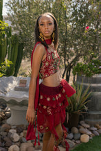 Load image into Gallery viewer, fire lotus ruffle mini skirt set
