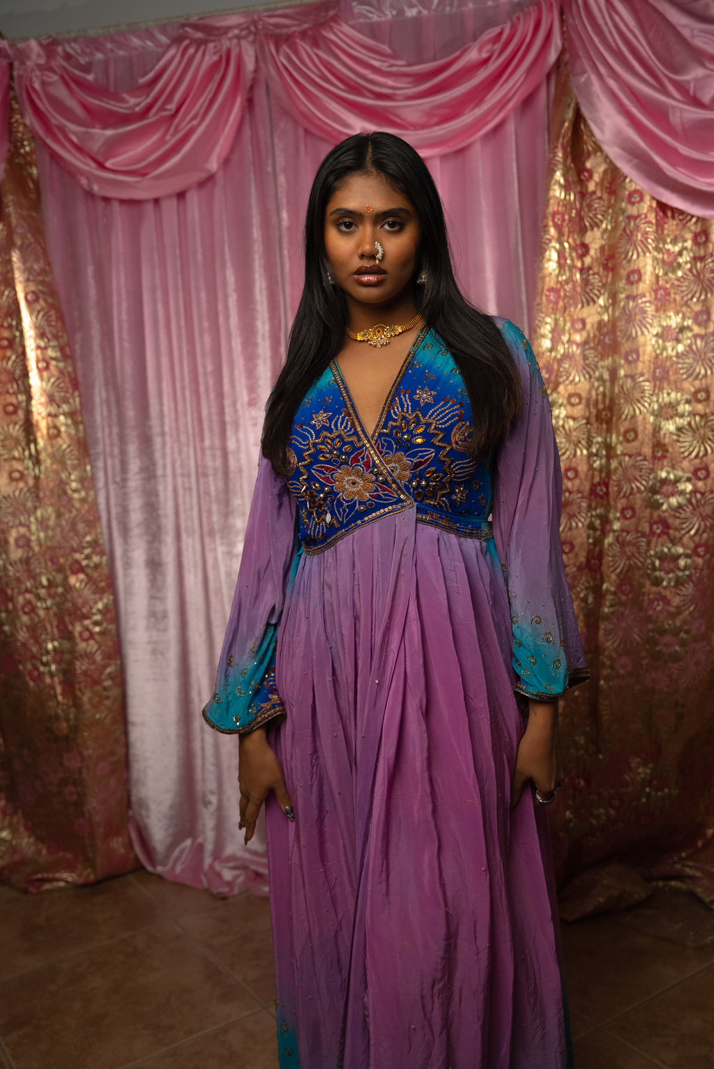 Lavender Dreams Anarkali Kimono Dress