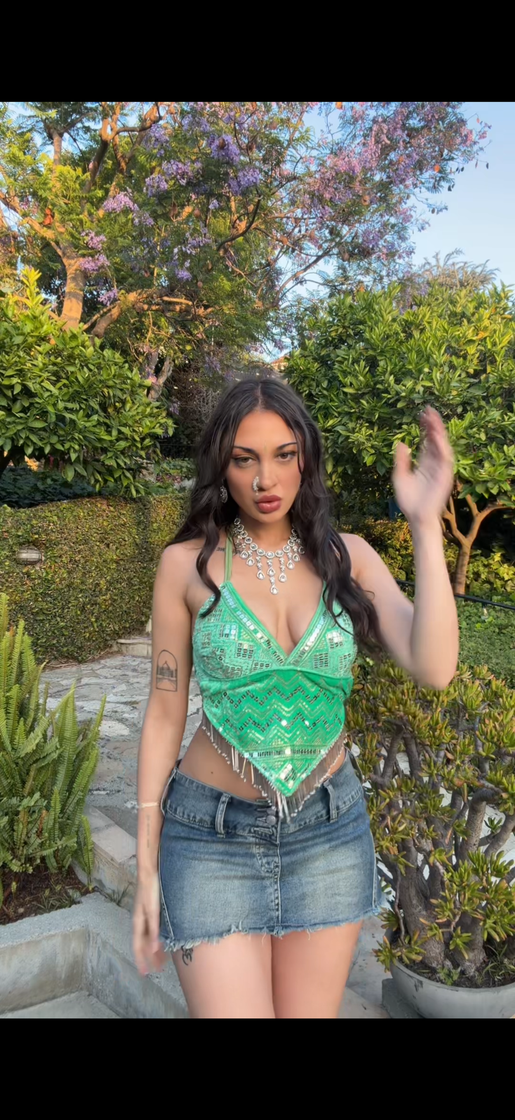 Pistachio Princess Sequin Venus Velvet Top