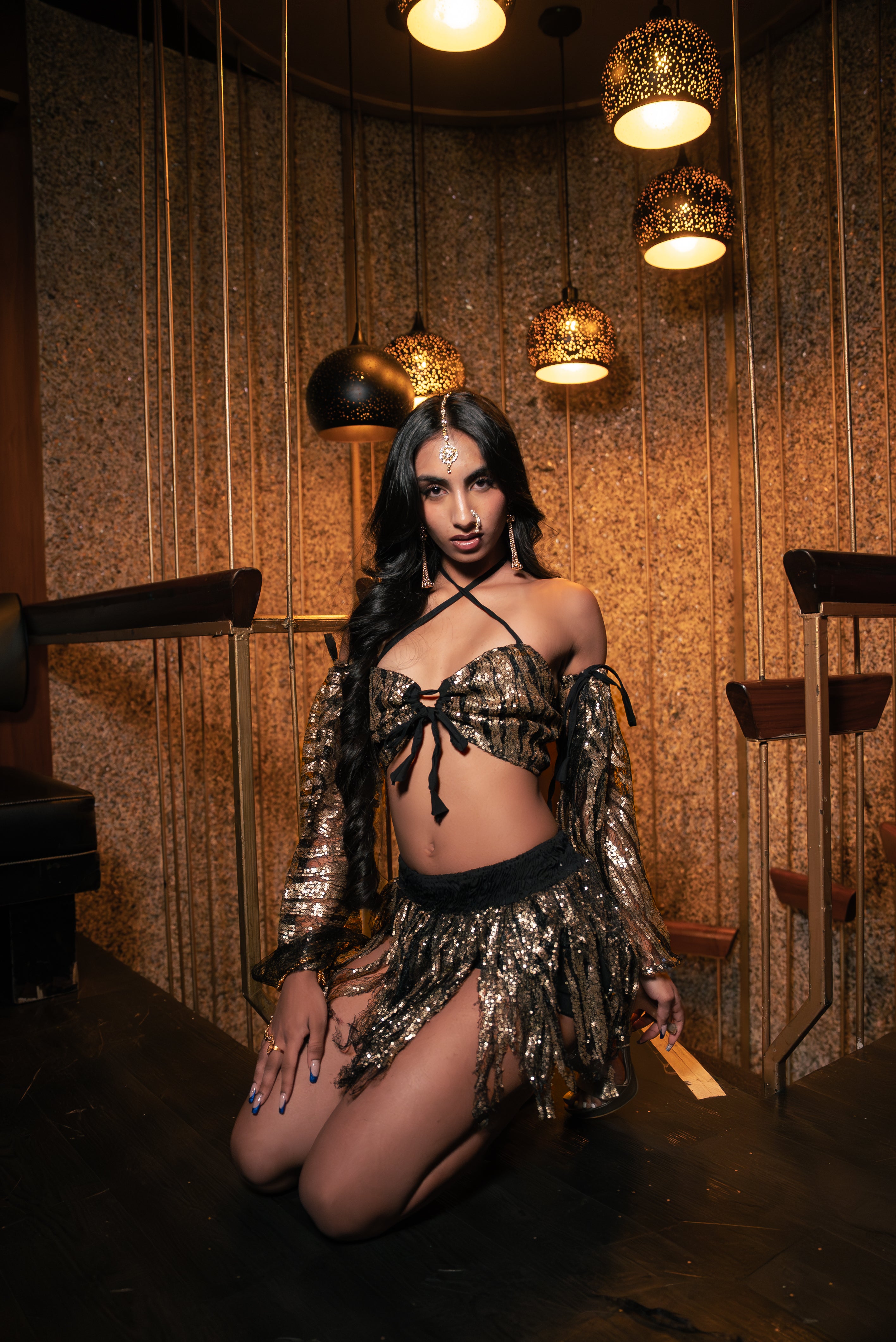 Golden Moonlight Jungle Mini Skirt Set