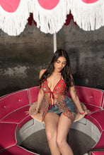 Load image into Gallery viewer, Royal ruby saree pixie wing Top
