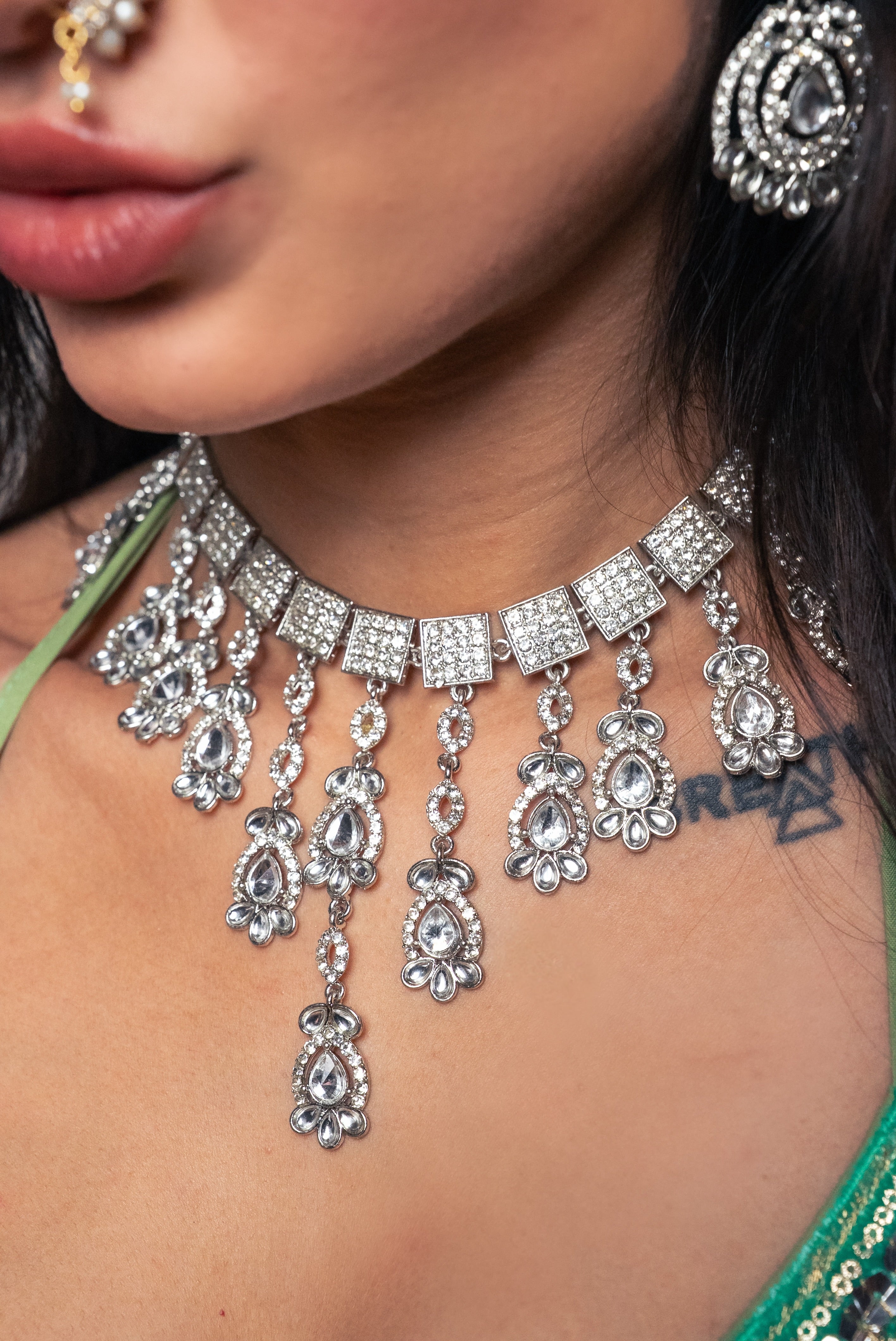 Diamond Drop Necklace Set
