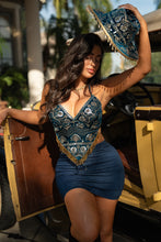 Load image into Gallery viewer, Teal Velvet Fairy Venus Sequin Top
