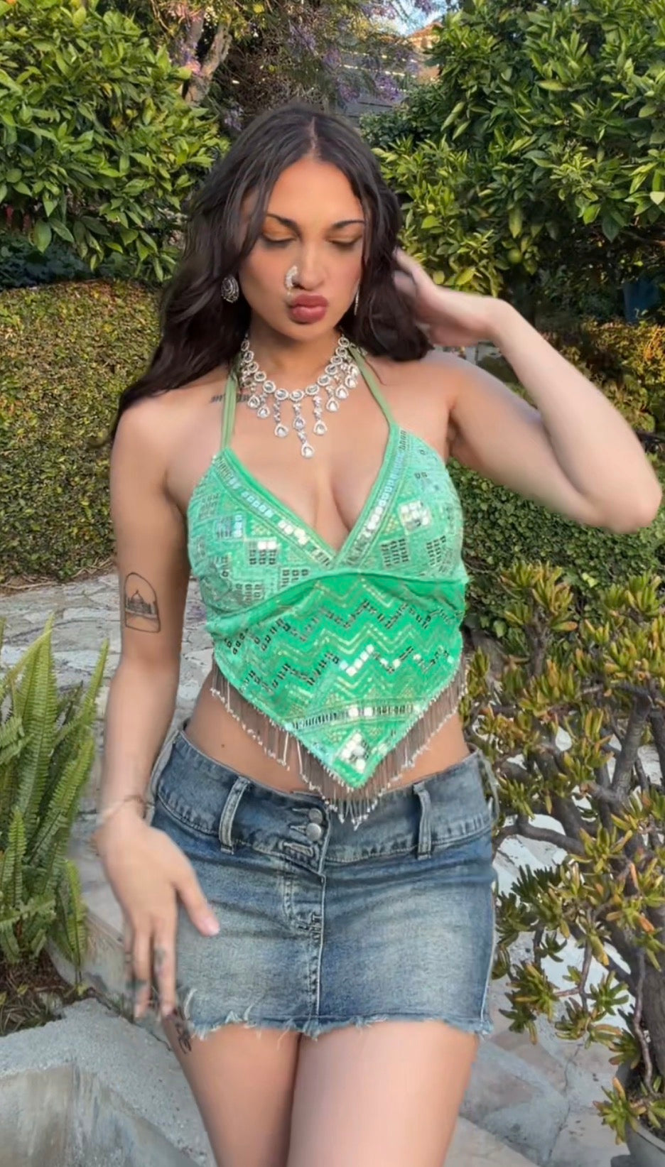 Pistachio Princess Sequin Venus Velvet Top