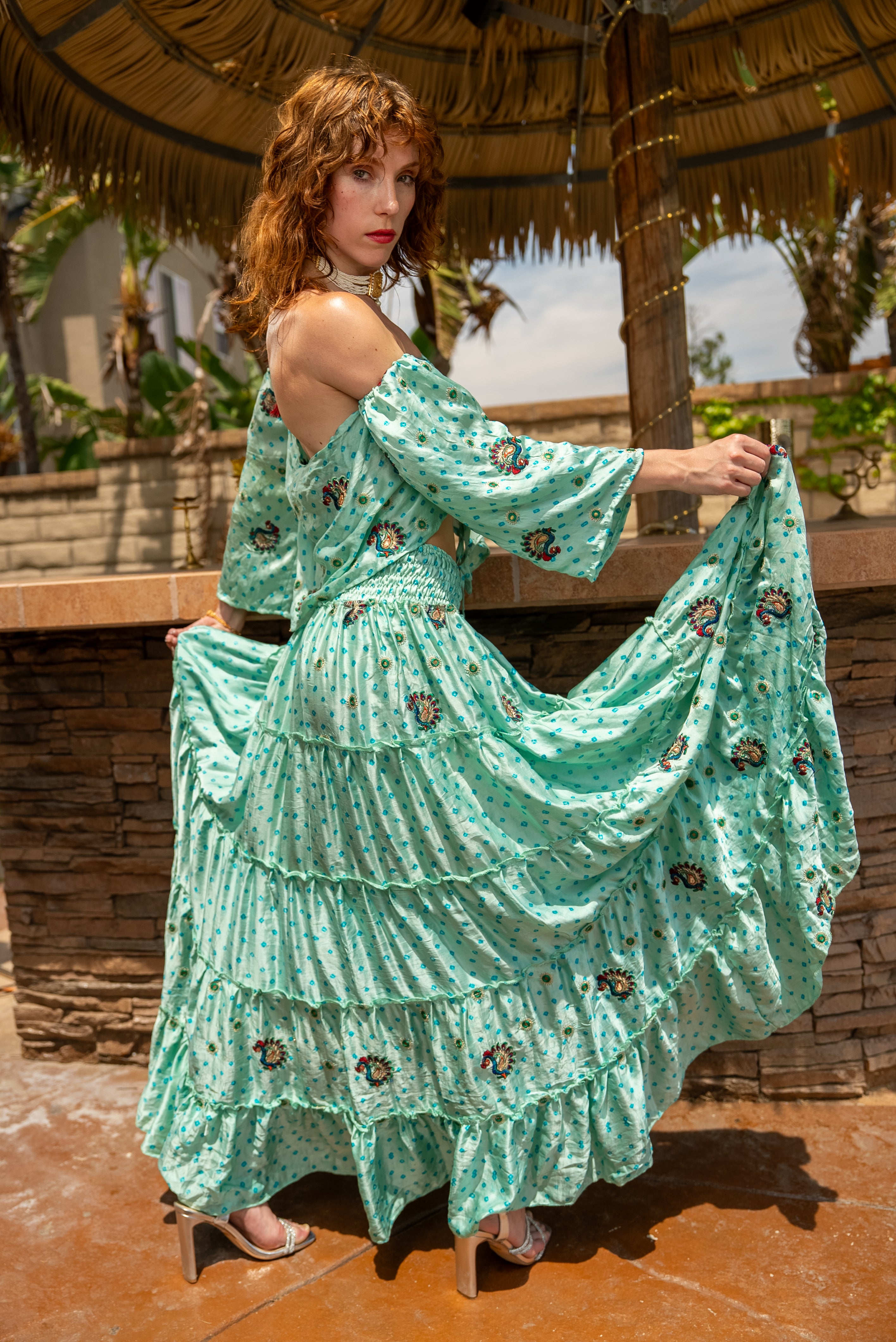 Baby Blue Bandhani Bollywood Set