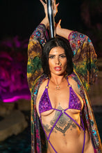 Load image into Gallery viewer, Purple garden Hoodie Kimono
