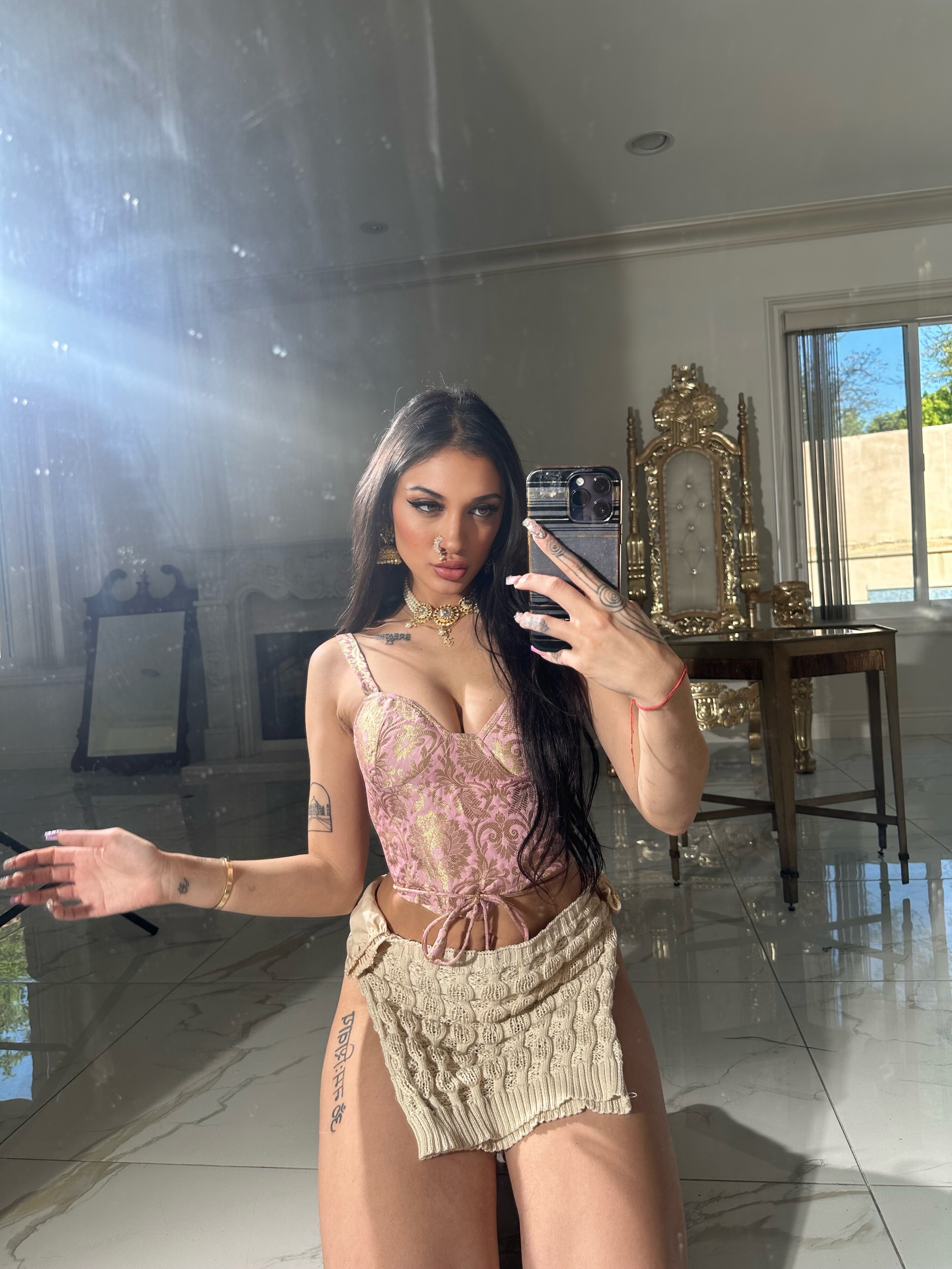 Pink n gold corset top