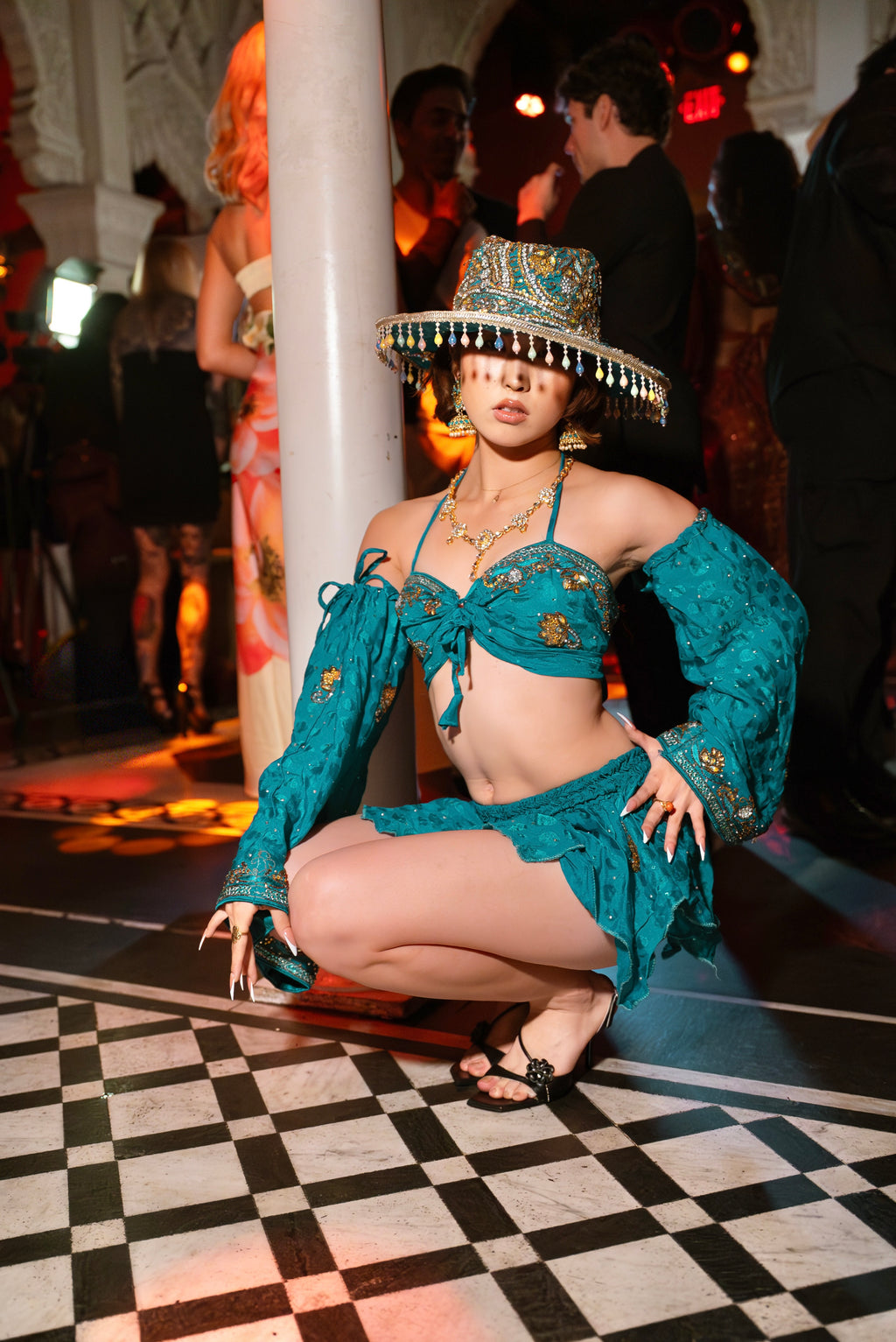 Turquoise Alchemy Lotus Mini Skirt Set