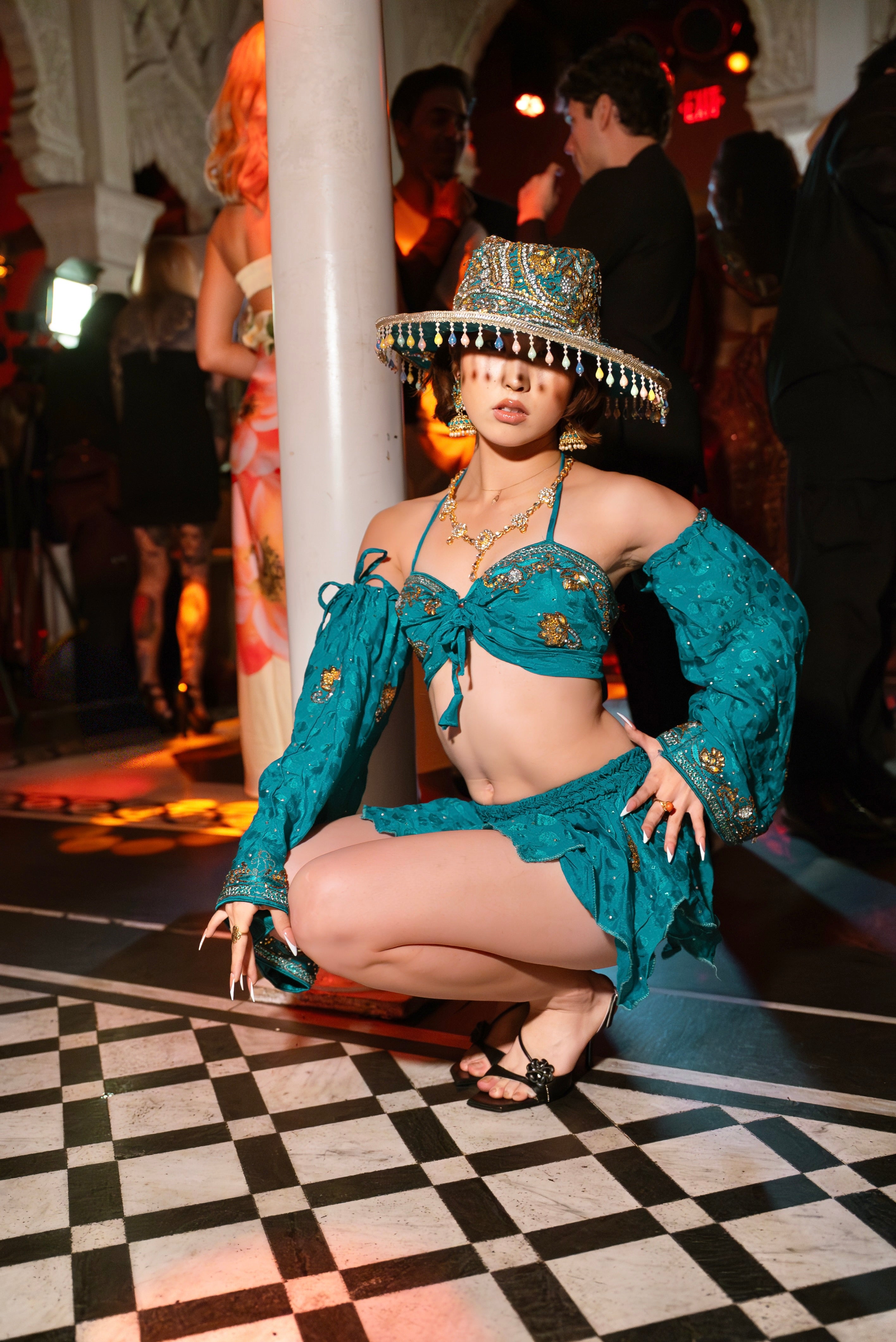 Turquoise Alchemy Lotus Mini Skirt Set