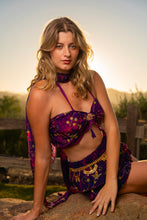 Load image into Gallery viewer, Purple cosmos ruffle mini skirt set
