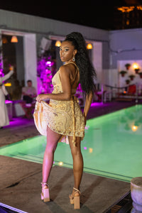 Gold Lotus Mini Magic Dress