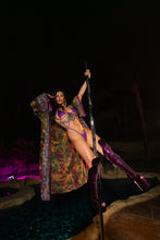 Load image into Gallery viewer, Purple garden Hoodie Kimono
