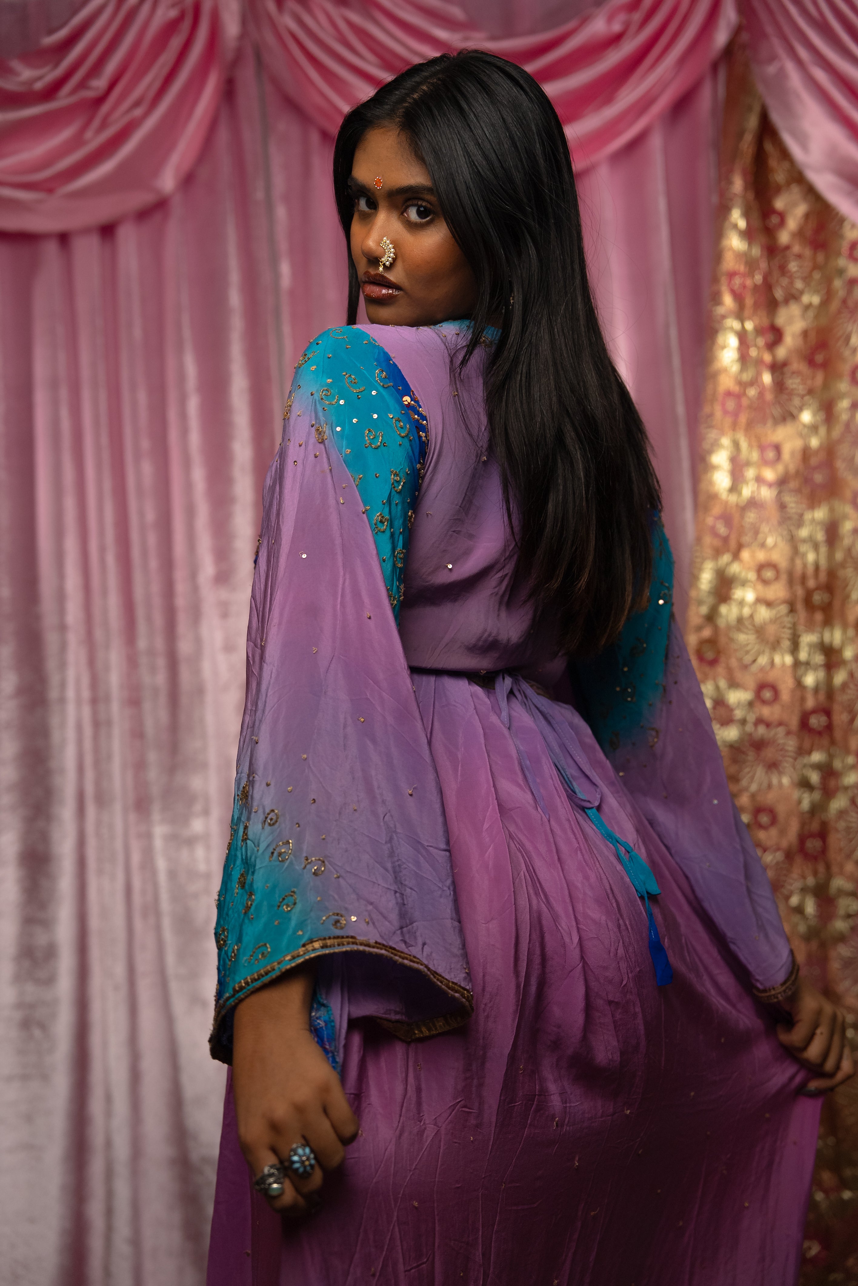 Lavender Dreams Anarkali Kimono Dress