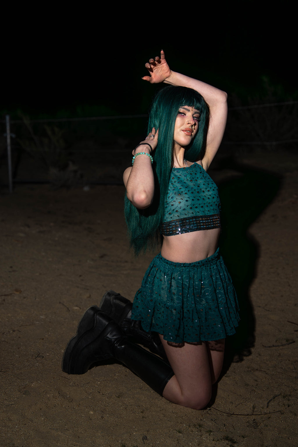 teal mystic Micro Mini Gehr Skirt Set