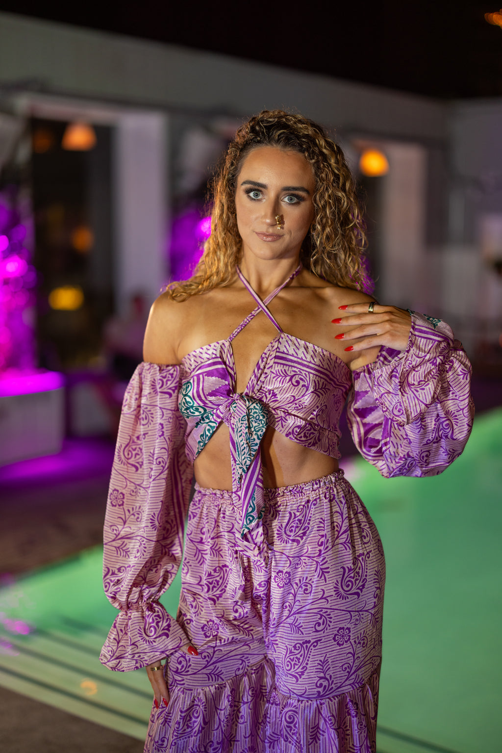 Pastel Bloom Sharara Pants Set